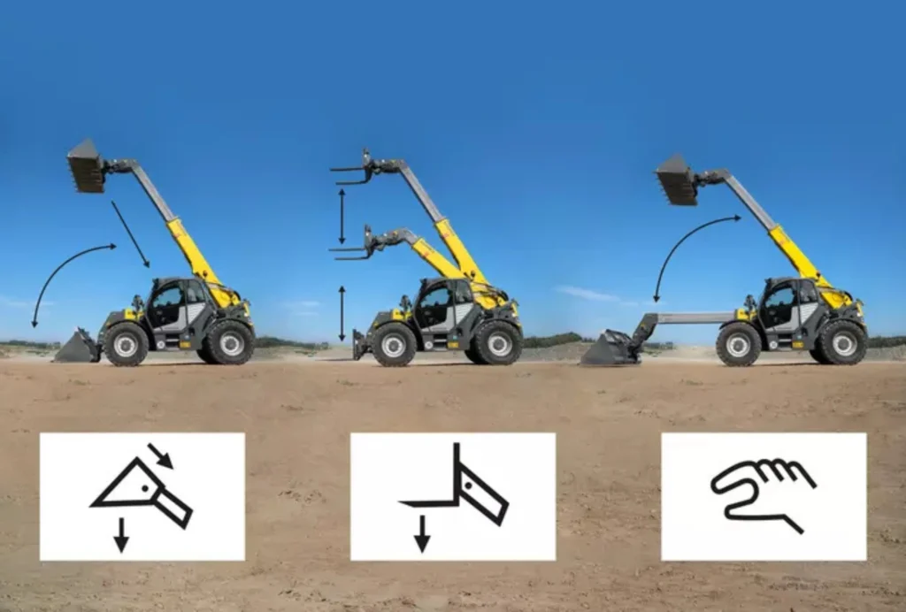 Der Teleskoplader 1445 von Kramer nutzt Smart Handling für die Entlastung des Fahrers.