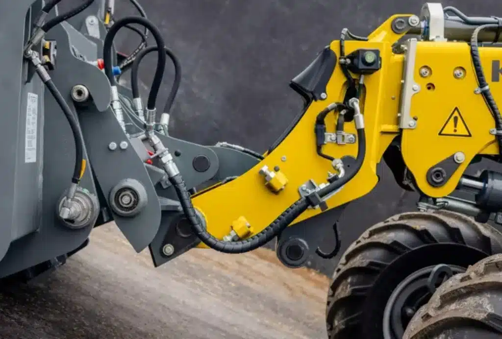 Teleskopradlader 5045T mit vollhydraulischem Schnellwechselsystem.